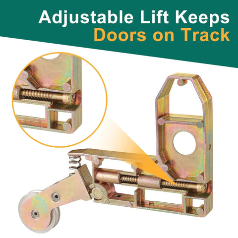 2 Pack Sliding Screen Door Corner Rollers With 1 Inch Outer Diameter Concave Replacement Insert Rollers For 45 Degree Door Frames Heavy Duty All Metal Die Cast Construction To Keep Doors On Track And Improve Longevity showing adjustable lift mechanism and metal construction close-up