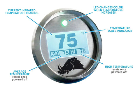 Dimmable Infrared Belt Temperature Gauge With RealTime Monitoring And LED Alerts displaying 75 degrees on LCD screen