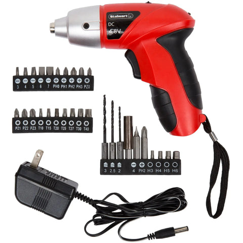25-Piece Cordless Screwdriver Set With LED Work Light, Automatic Spindle Lock, Forward And Reverse, Rechargeable Drill Bit Collection