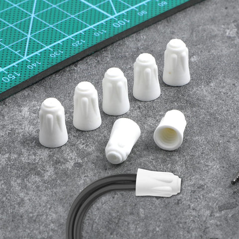 White porcelain wire connector caps, 25 pcs, small size, for 22-14 AWG high-temperature oven wiring