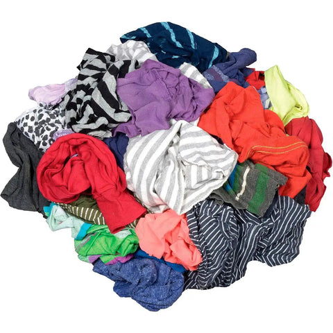 10 Lb Box Of Recycled Cut Rags Mixed Colors For Polishing Finishing Dusting And Cleaning Jobs Made From Assorted Knits