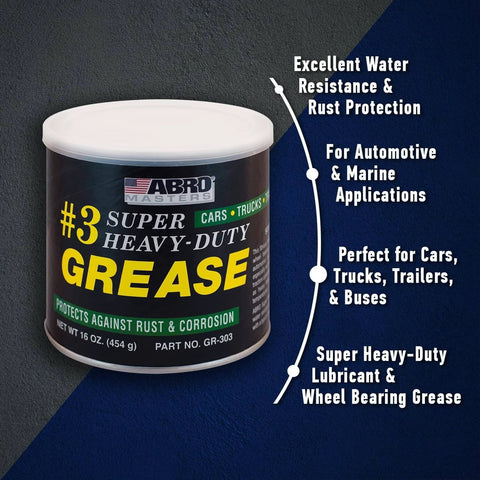 Masters Heavy-Duty No. 3 Wheel Bearing Grease, 16 oz, container showing features of sodium-based, multi-purpose lubricant.