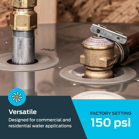Combination Temperature And Pressure Relief Valve For Water Heaters Three Quarter Inch NCLX 5L Push To Connect Brass Fittings
