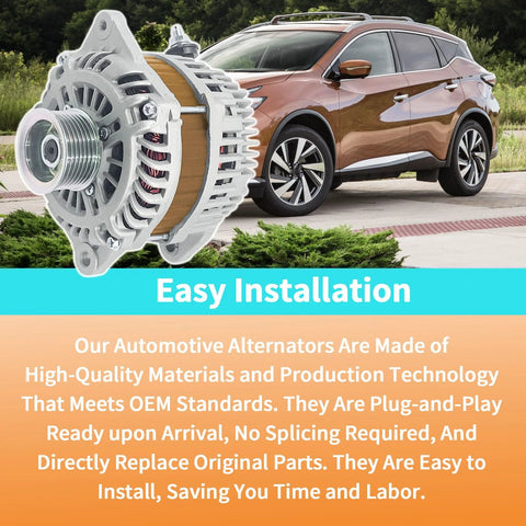 12V 150A Alternator Replacement For Infiniti JX35 QX60 Murano Pathfinder Drop In Ready Plug In Design Compatible With 2013 2014 2015 2016 2017 Models Replaces 231003JA1A 231003JA1ARE 11538N A003TJ3991 in front of SUV
