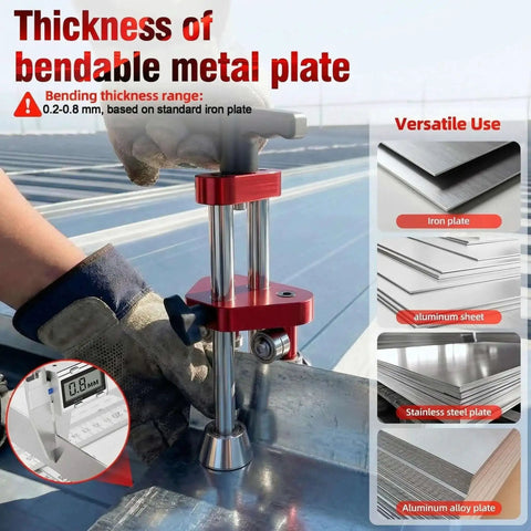 Sheet Metal Roller Pro Grade 1-Station Bender for Iron Aluminum Copper Stainless Steel, used on roofing panel, thickness range display