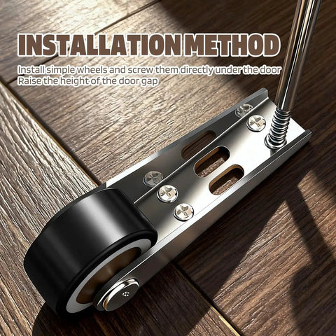 Low Profile Silent Rubber Casters Set For Sagging Door Repair And Furniture, 500 Lbs Capacity, Side Mount Wheels Installed