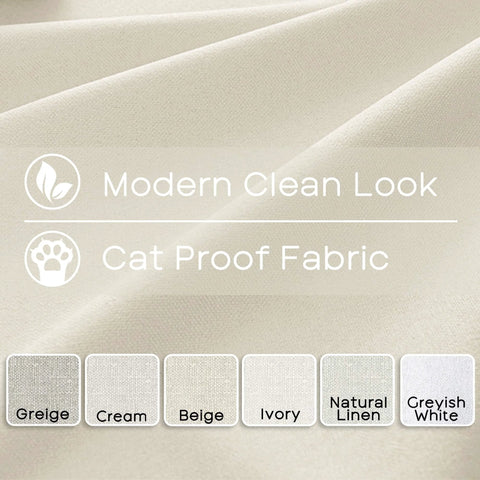 Light Beige Blackout Curtains 96 Inch Long Two Panel Set For Floor To Ceiling Installations In Living Room Or Bedroom Pet Friendly Faux Linen Anti Scratch No Fuss Keeps Light Out And Noise Reducing With A Sleek Tailored Look fabric sample