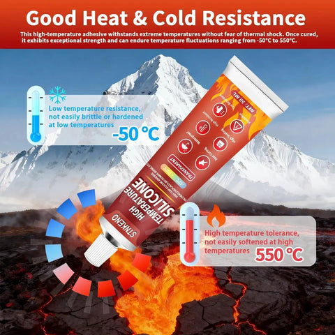 High Temp Silicone Sealant Adhesive For Ovens Fireplaces And Microwaves, Heat Resistant, Waterproof, 550°C temperature range