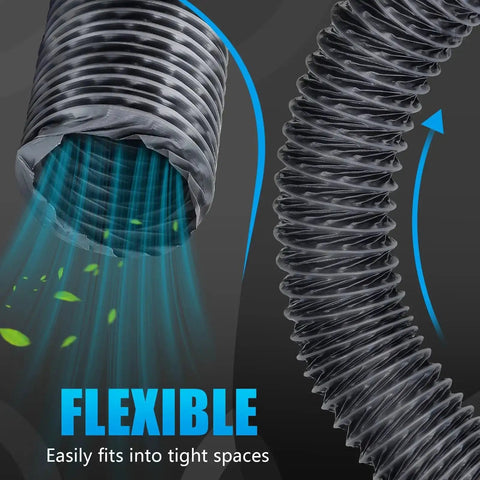 Heavy Duty 3 Inch By 6 Ft Flexible Nylon Heater Vent Hose For 2KW 5KW 8KW Heaters showing flex and airflow