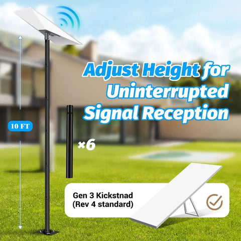 Gen 3 Satellite Dish Pole Mount Kit 10 Foot Ground Mount With Pipe Adapter in garden setting