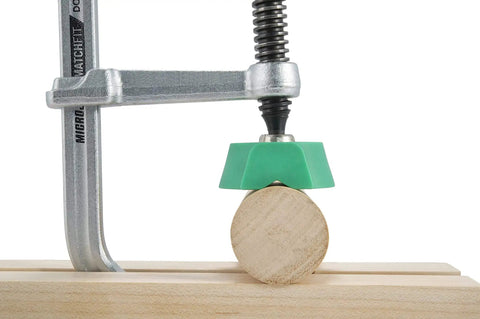 Matchfit Dovetail Clamp With X Pad Game-Changing Workholding System for Woodworking Jigs and Fixtures, close-up side view.