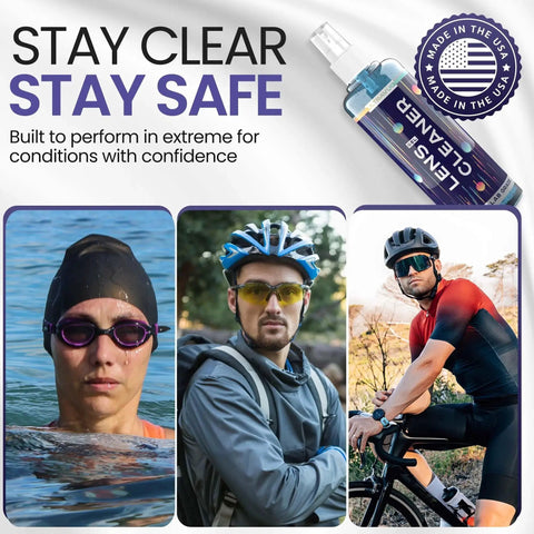 Gel Eyeglass Lens Cleaner Spray Kit With 2x 8oz Bottles And 2 Microfiber Cloths used for outdoor sports eyewear.