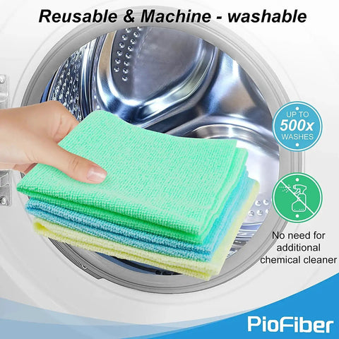 Hand holding Edgeless Microfiber Towels 20 Pack For Car Detailing And Home Cleaning 12 By 12 Inch No Fuss Reusable Lint Free