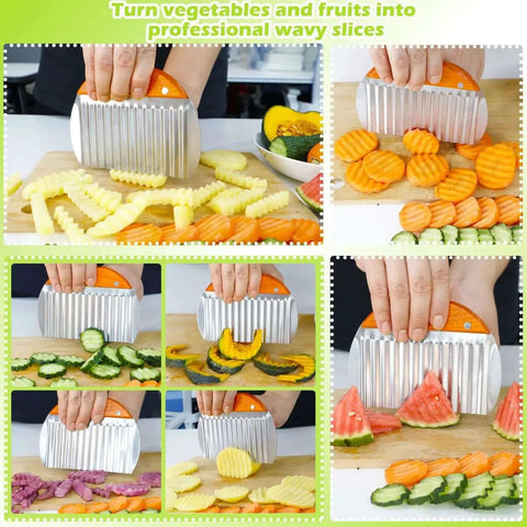 Large Crinkle Cutter Wavy Slicer For Potatoes And Fries, Stainless Steel French Fry Cutter, slicing various fruits and veggies