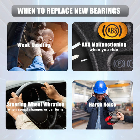 Four signs to replace wheel bearings: weak loading, ABS malfunction, steering vibration, harsh noise.