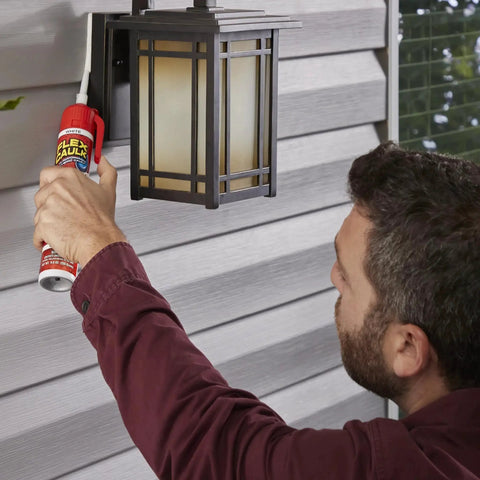 Applying Waterproof Hybrid Caulk Sealant Paintable Indoor Outdoor No Caulk Gun Needed to outdoor lantern area