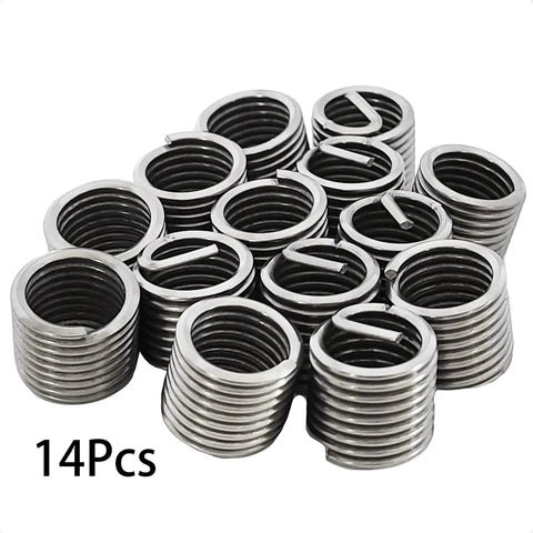 14 pieces of M14 By 2mm Pitch Helicoil Wire Inner Thread Inserts Made From 304 Stainless Steel for aerospace and machinery.
