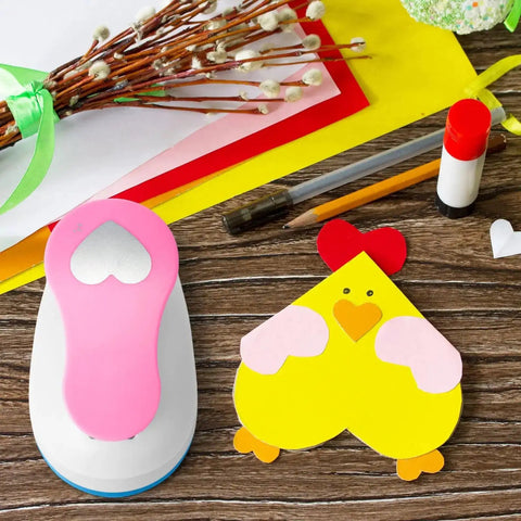 16 Piece Craft Hole Punch Set With 6 Shapes And 2 Inch Punches, Includes 10 Sheets Cardstock, ideal for kids crafts