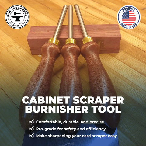 Pro Grade Cabinet Scraper Burnisher Tool With Hard Maple Handle And Super Hard High Speed Steel Rod For Card Scraper Burnishing
