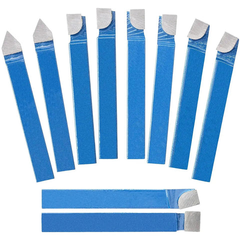 Metal Lathe Tooling Set With Ten Carbide Tip Cutters For Precision Turning Boring And Chamfering On Metal Lathe One Quarter Inch Shank Ten Piece C6 Bit Cutter Set AR4C6 AL4C6 BR4C6 BL4C6 C4C6 E4C6 PNBO