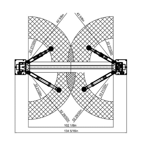 APlusLift HW-10KOH-A 10000 lb two-post overhead car lift diagram with arm extensions
