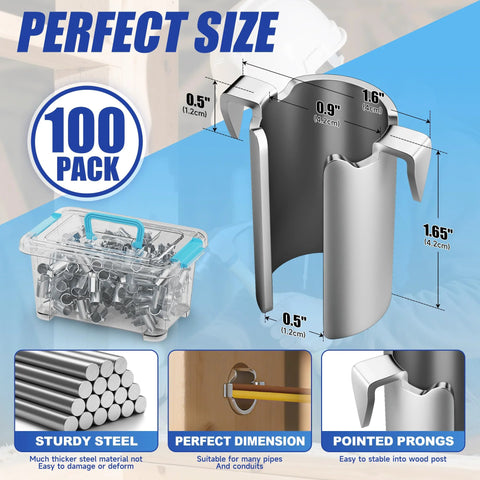 Gadgetzan 100-pack smart shield nail guards for wire protection; steel stud electrical protector with pointed prongs