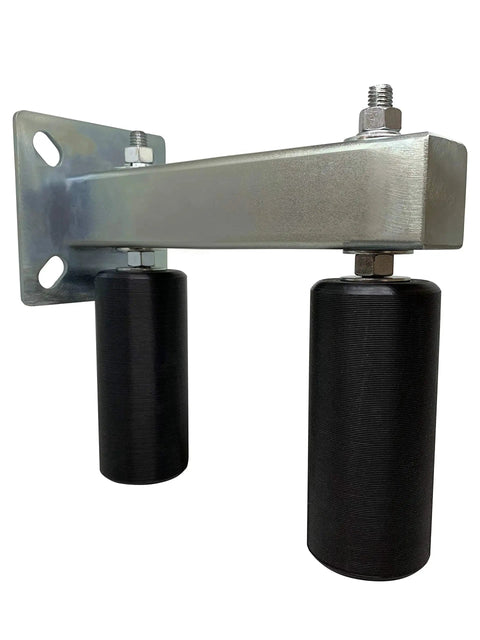 Adjustable Slide Gate Guide Rollers With Upper Bolted Bracket Mount 6 Inch Black UHMW Nylon Ball Bearing Guiders Heavy Duty Steel Assembly Anti Tipping Design For Stable Smooth Operation In Sliding Rolling Gates