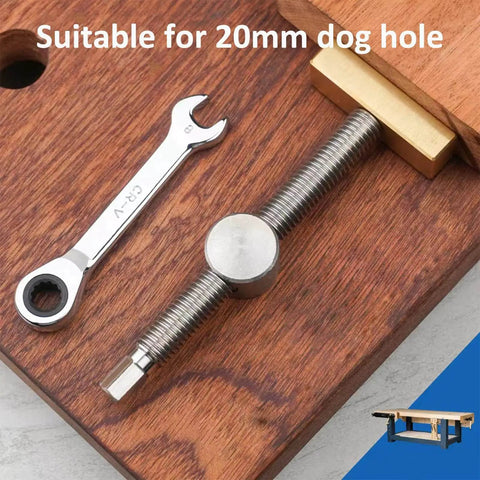 Two Pack Bench Dog Clamps For 20mm Holes Adjustable Desktop Vise Clips For Woodworking Benches DIY Joinery Tool Silver