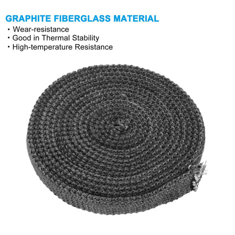 PATIKIL wood stove gasket: graphite fiberglass flat seal rope, 3/4x1/8 inch, 118 inch long, black, coiled roll