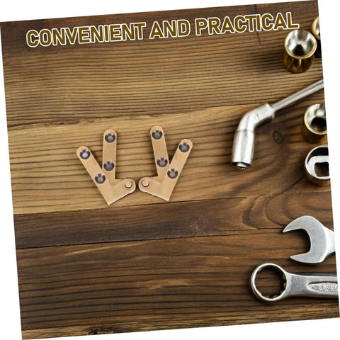 Heavy Duty Hidden Door Hinge Set For Secret Doors And Bookshelves, bronze finish, tools on wooden surface, convenient and practical