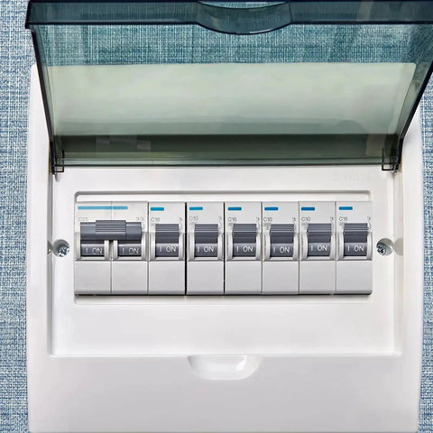 Installed 1 Pole Miniature Circuit Breaker 20A DC 250V DIN Rail Mount Disconnect Switch with thermal magnetic trip in panel