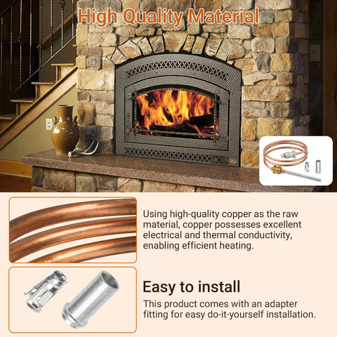 Cq100a1013 24-inch thermocouple kit with copper tubing and adapter fittings for Resideo/Honeywell 30 mV furnaces.