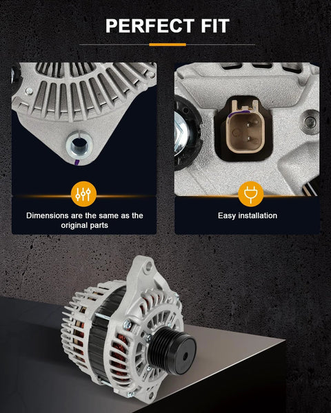 New Ready To Roll Alternator For Chrysler 200 And Sebring 2.4L 2007-2014 Compatible Models OE 11228 close-up and install view