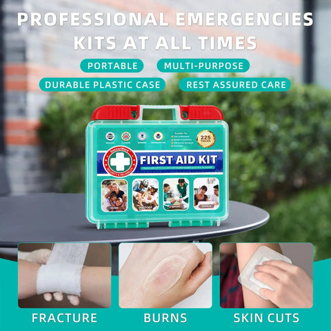 225 Piece Portable First Aid Kit With Ice Pack And Bandages Gauze Pads for Home Car Travel Outdoor Emergency Medical Supplies