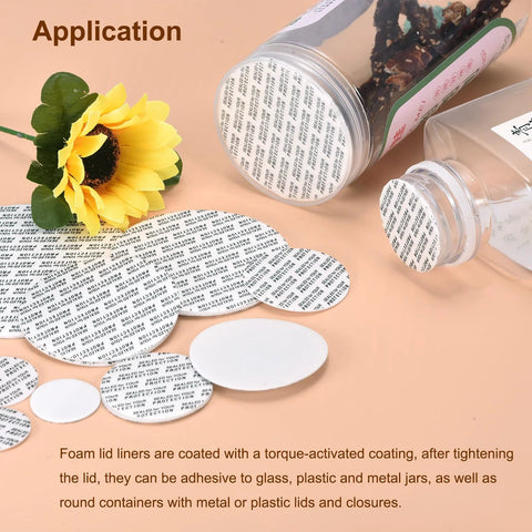 Awclub 40mm white foam lid liners, 100-pack, for pressure-seal jar caps shown with packaging