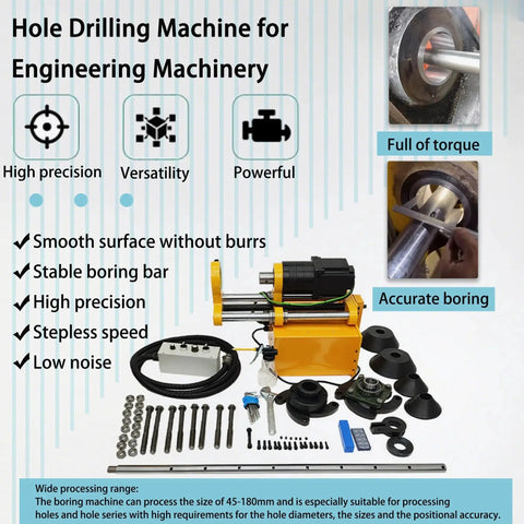 Pro-Grade Portable Precision Boring Machine For Heavy Machinery On-Site Drilling And Repair Bores 45-180mm Diameter With 380mm Travel And 150cm Bar 110V Power Ideal For Excavators Loaders And Cranes HayWHNKN
