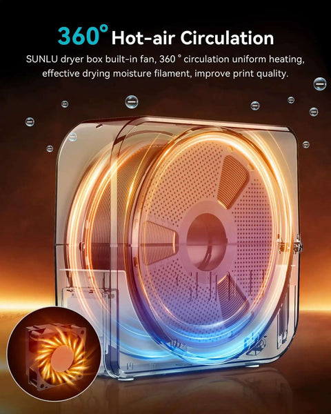 Filament Dryer Box For 3D Printers With Built In Fan Dehydrator And Storage Keeps 1.75mm 2.85mm And 3.00mm PLA PETG ABS Filaments Dry