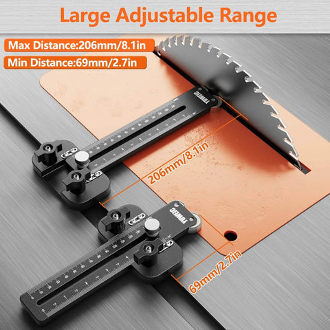 Thin Rip Table Saw Jig With Push Block And Dual Pulleys for precision repeatable narrow strip cuts on table saw with ruler