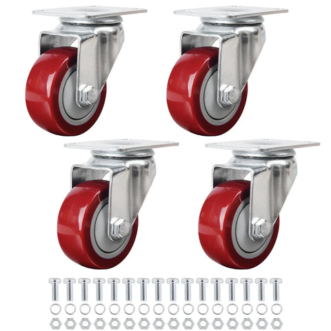 3 Inch Swivel Casters Set Of 4 Heavy Duty Plate Casters With Premium Polyurethane Wheels Load Bearing 2200 Lbs Total 550 Lbs Each Free Screws