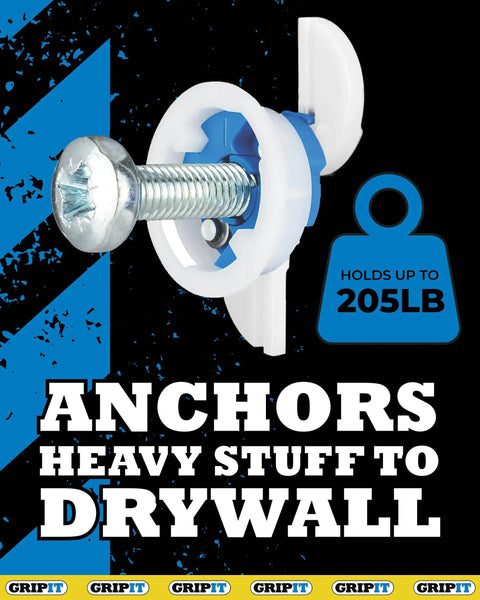 Heavy Duty Drywall Anchors Pack Of 4 With Screws And 1 Inch Drill Bit Included For Plaster Walls Up To 205 Lbs 93 Kg