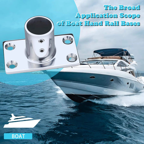 Beefy Heavy Duty Marine Grade 316 Stainless Steel Hand Rail Bases For Seven Eighths And One Inch Tubes With 90 Degree Rectangular Fittings