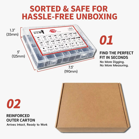 Box packaging for 1760 Piece Metric Screw Set With M2 M3 M4 M5 Bolts And Nuts, Hex Socket Cap Head Screws, ready for unboxing.