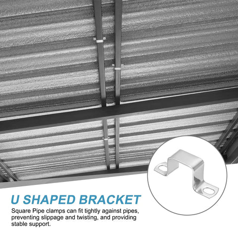 Ceiling installation with U-shaped bracket from Square Pipe Clamp Set For 1-3/8 Inch Tubes In 304 Stainless Steel