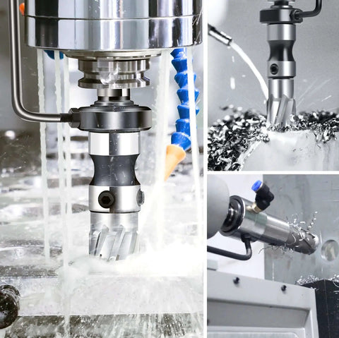 High Performance TCT Carbide Annular Cutter for Magnetic Drill Press with 2-9/16 Inch Cutting Diameter and 2 Inch Depth of Cut, 3/4 Inch Weldon Shank in action cutting metal
