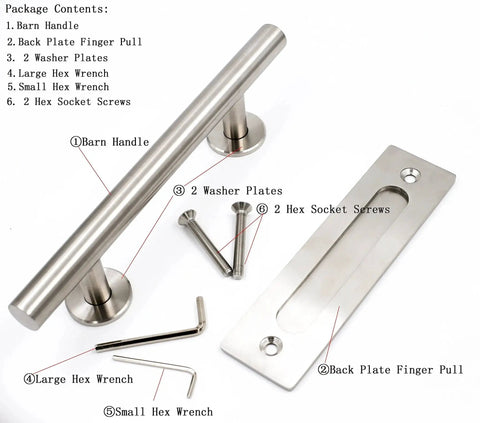 12 Inch Sliding Barn Door Handle And Flush Pull Set With 7 Inch Hole Centers In Brushed Nickel Heavy Duty Stainless Steel 304 Hardware Smooth Operation Rust Resistant Finish Includes Mounting Screws For Easy Installation One Pack.
