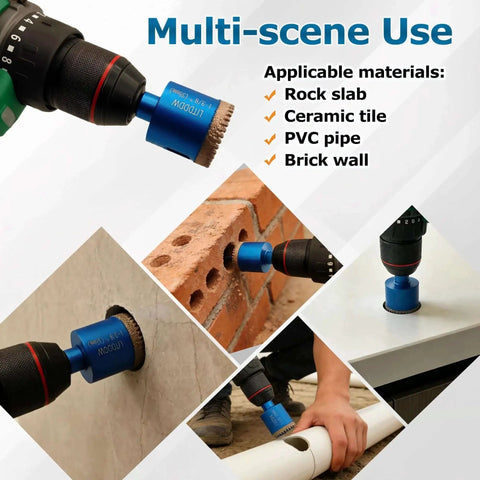 10 Piece Diamond Hole Saw Kit For Ceramic Tile And Stone Projects, Serrated Brazed Tile Hole Saws on various materials