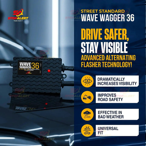 Wig Wag 36 Pattern Wave Wagger Headlights Module showcasing flasher technology for emergency vehicles, 12 24V LED, 240W max.