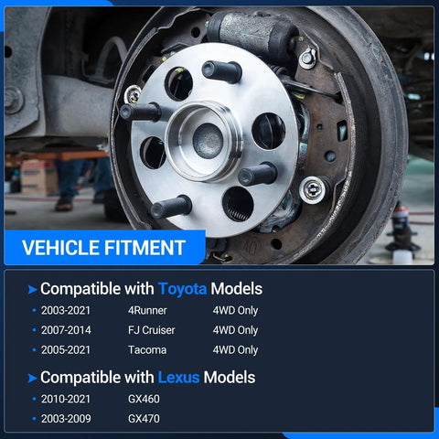 Front Wheel Bearing And Hub Assembly Six Lug With ABS Direct Fit For 4x4 Toyota 4Runner FJ Cruiser Tacoma And Lexus GX460 GX470