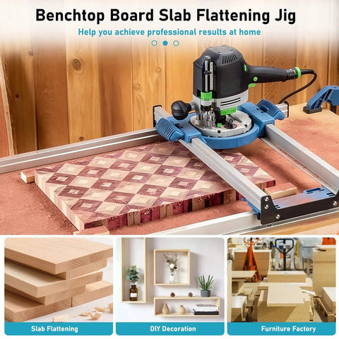 Pro Grade Slab Flattening Jig For Woodworking Routers, Effortless Surface Flattening For Wood Slabs, Adjustable Rails, Durable Sled