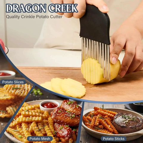 Stainless Steel Crinkle Cutter For Fries And Veggies Large Wavy French Fry Slicer With Non Slip Handle making potato slices